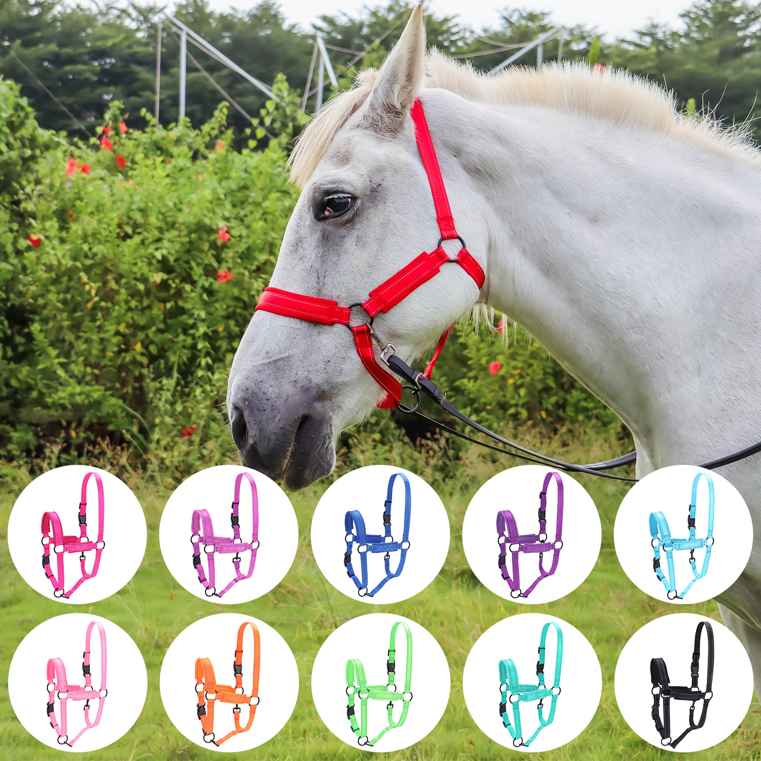 Новая уздечка для лошадей от Amazon, отражающая шелковая нейлоновая уздечка, инструменты для верховой езды, оптовая поставка от фабрики