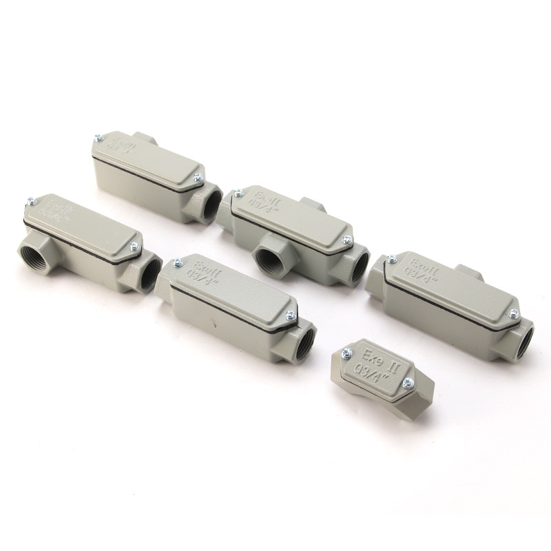 Thickened Explosion-Proof Wiring Box 6-Point Straight-Through Three-Pass Wiring Box Dn20 Elbow Aluminum Alloy Junction Box Junction Box 1inch