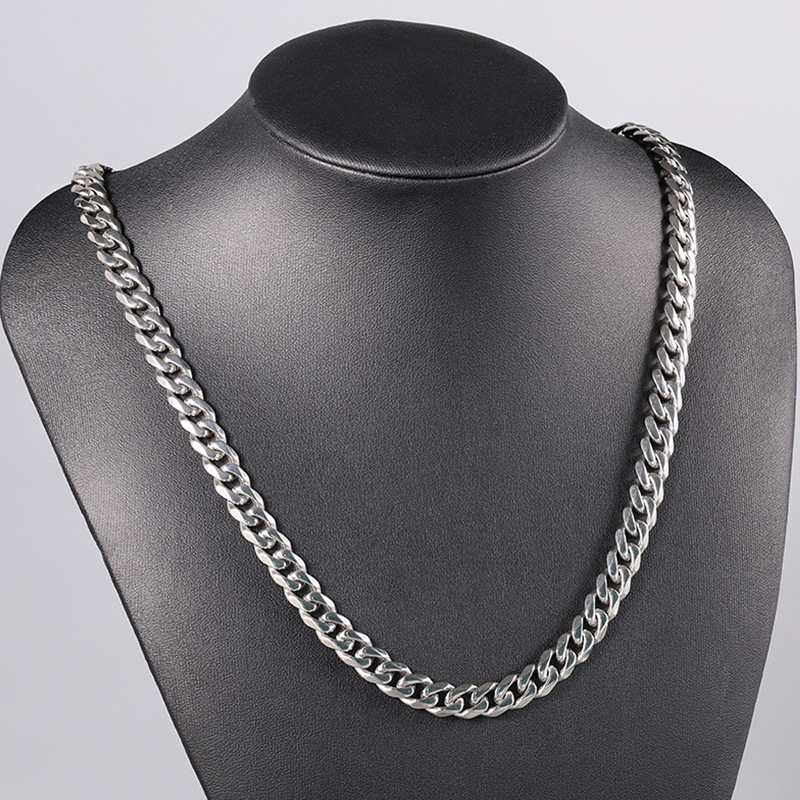 Nk Chain Cross-Border Titanium Steel Non-Fading Cuban Chain Men's Necklace Men's Classic Stainless Steel Accessories European and American Men