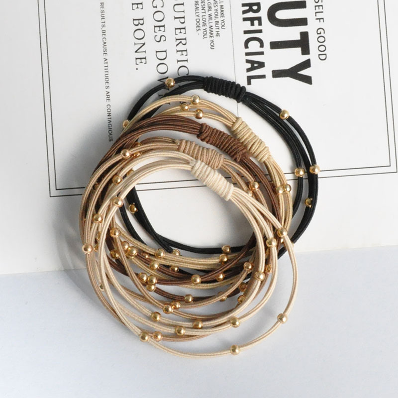 Резинка для волос с 3 прядями и 15 золотыми бусинами, новая мода 2024 года, оптовая продажа