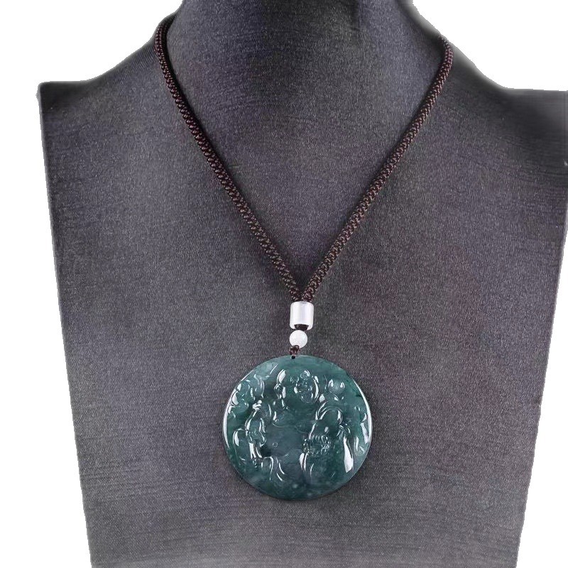 Natural Jade Oil Green Jade Buddha Pendant High-grade Men's and Women's Necklace Pendant Jade Pendant Jade Pendant Real 100