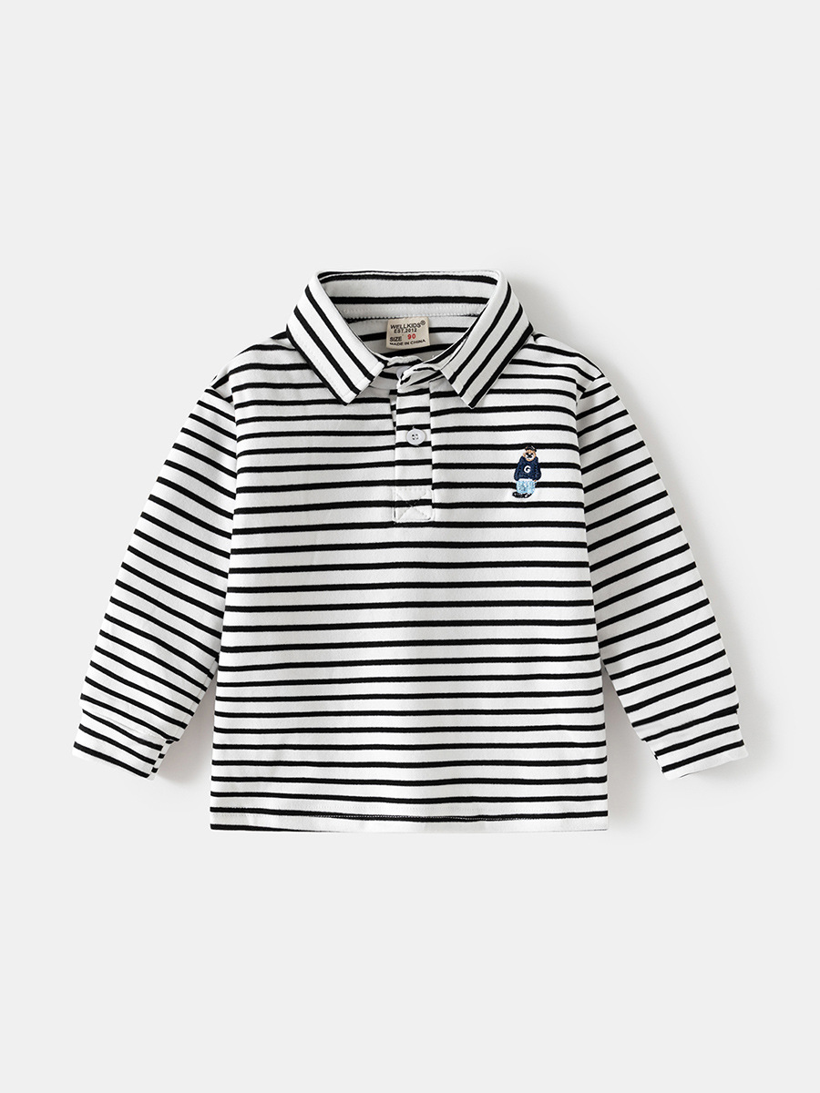 Children's Polo Shirt New Autum Boys' Lapel Thickeneded Long-Sleeved T-Shirt Korean Style Baby Tops Trendy Kidsren's Clothing Wholesale