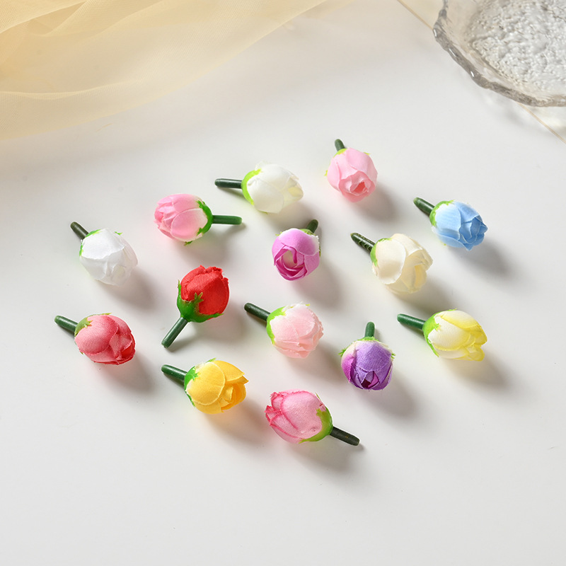 Искусственный чайный бутон розы маленький цветок из кости для DIY гирлянды, браслетов, декора коробки с конфетами, брошки, искусственный цветок