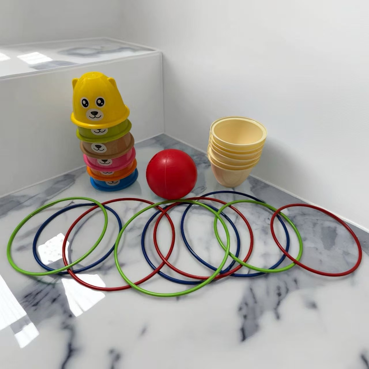 Детская игрушка-колечко для боулинга, развивающая игрушка для раннего обучения, игрушка для распознавания цветов