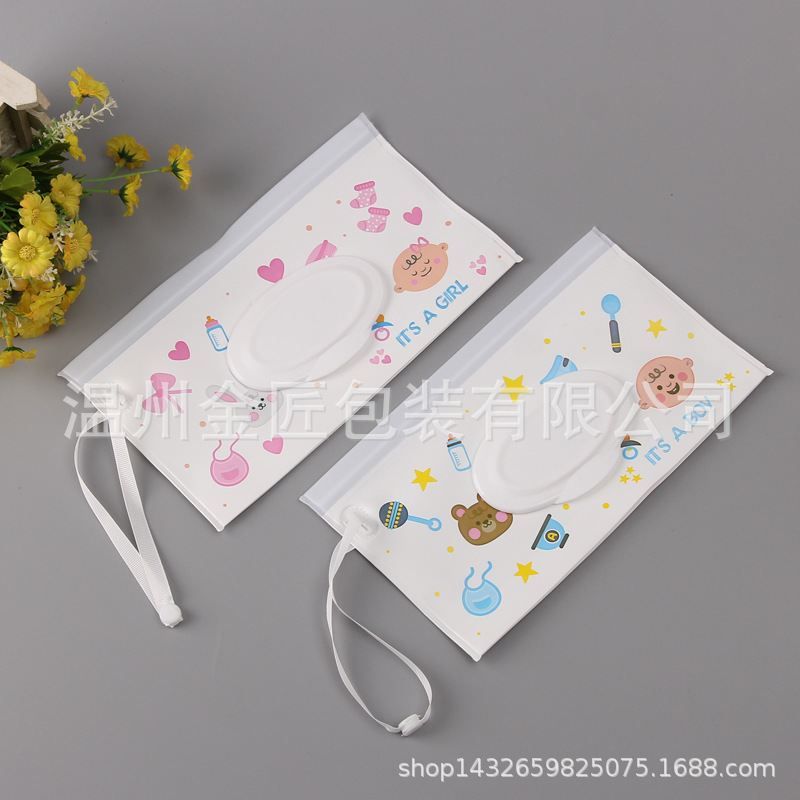 Factory a large number of spot EVA wet towel bag removable flip tissue bag bedside cart portable rope hanging bag