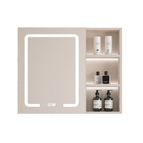 Bathroom mirror cabinet space aluminum wall-mounted storage mirror cream style combination toilet simple wall-mounted hotel mirror box
