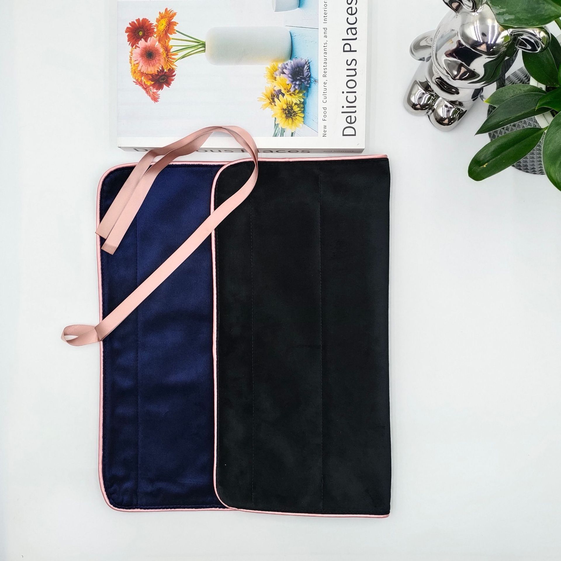 Suitable for Dyson Hair Dryer Curling Iron Cosmetics Bag High-End Gold Velvet Portable Travel Gold Edge Velvet Protective Cover