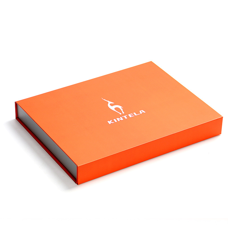 Customized Foldable Box with Magnetic Flip Cover, Luxury Clothing Packaging Box, Orange Premium Lingerie Gift Box, Handbag