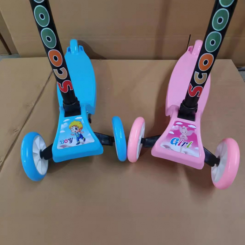 Children's Scooter, One-Click Folding, Sliding Baby Scooter, Toddler Walker, Flash Meter High Car, Four-Speed Adjustment