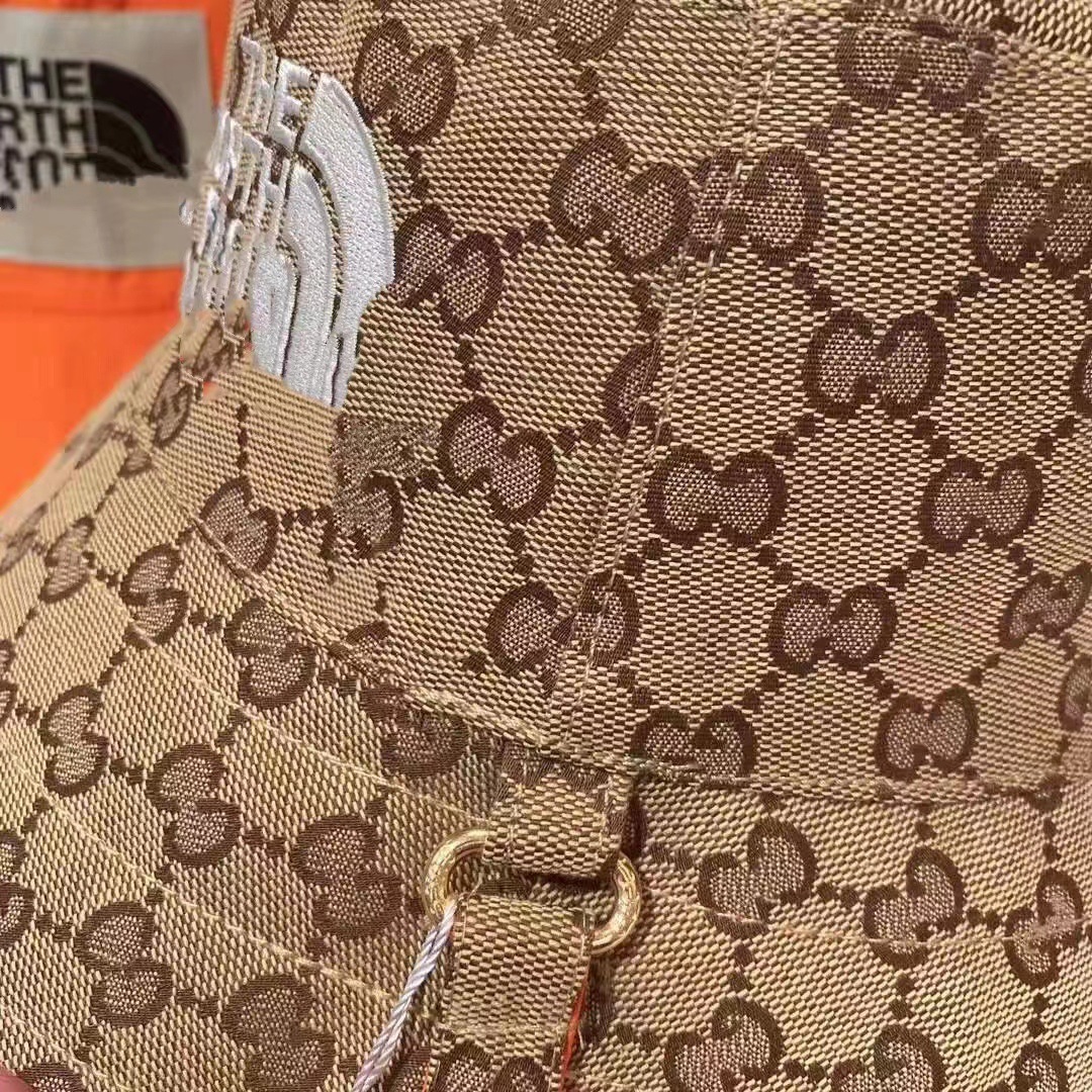 Cross-Border Trendy Embroidered g Letter Double-Sided Bucket Hat for Women with Full Logo Jacquard Pattern and Drawstring for Men