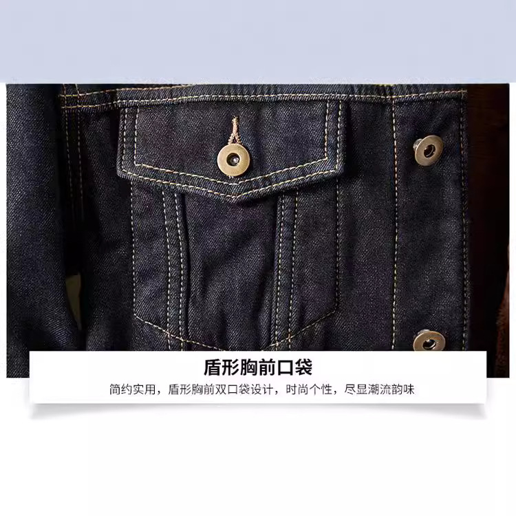 2018 Winter New Men's Denim Jacket with Fleece, Thickened and Warm Cotton Coat, Korean Style Slim Fit Trendy Plus Size Jacket
