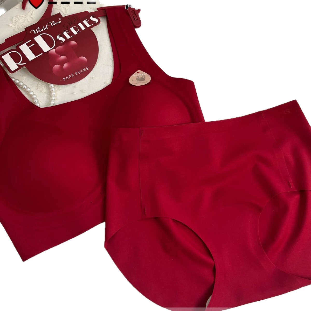 [Lucky Series] Exclusive Ankora Red Underwear for the Year of the Zodiac, Wide Shoulder Fixed Cup Beauty Back Set 2563