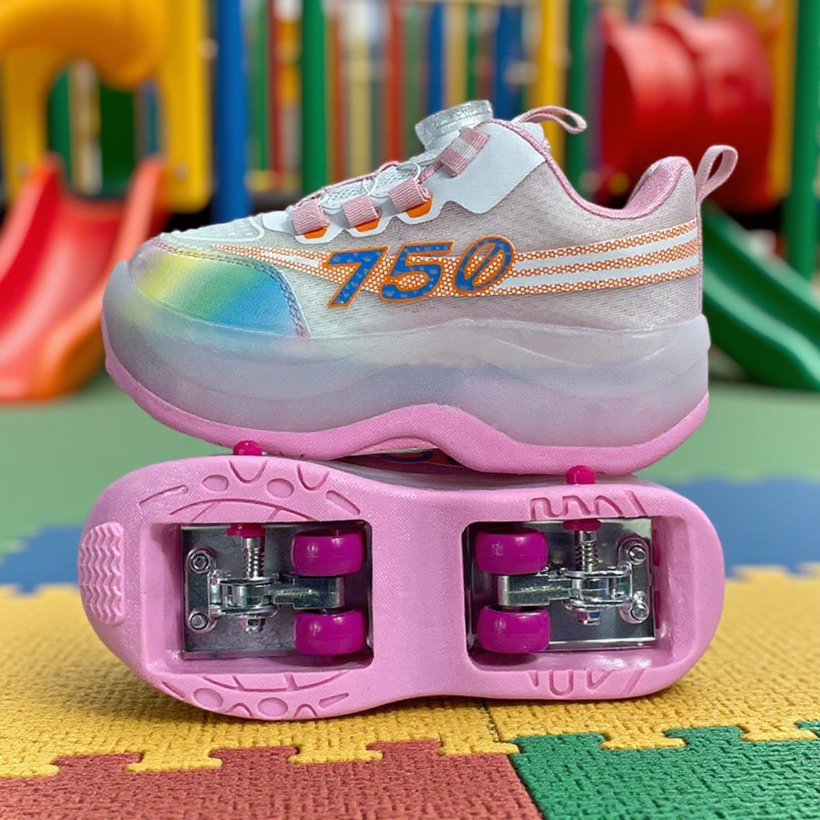 Кроссовки для детей и взрослых с четырьмя колесами, легкие и простые в использовании, с вращающейся кнопкой Heelys