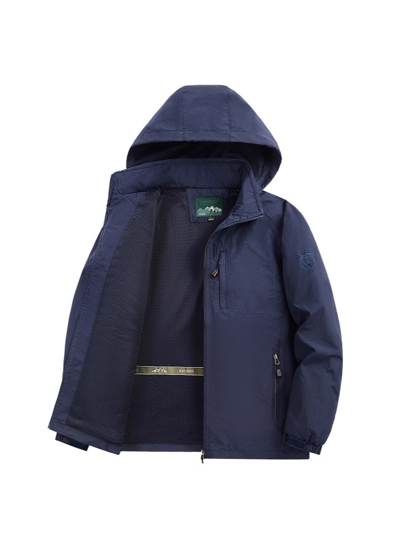 男士春秋季运动夹克休闲中老年可脱卸帽防风防水工装机能外套上衣