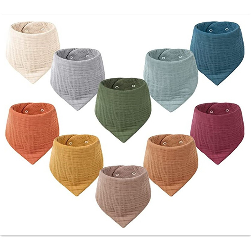 Factory baby double-layer gauze bib baby crepe gauze bib bib triangle towel double-sided towel