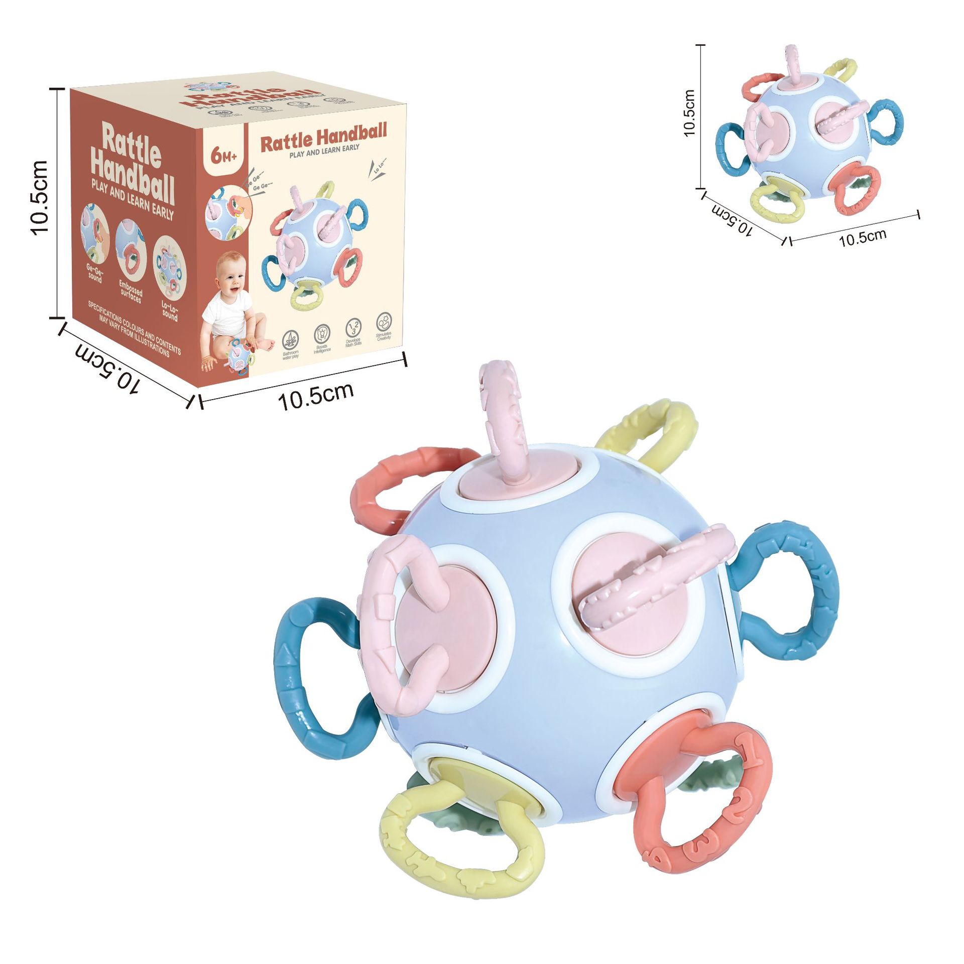 Cross-border stacking music baby soft rubber ball rainbow circle stacking music pinch call baby building block toy suit