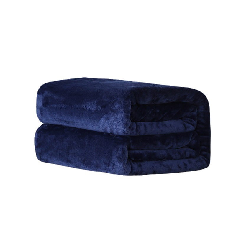 Factory wholesale thick blanket solid color gift blanket single nap coral fleece blanket winter flannel blanket