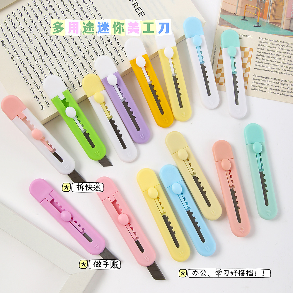 Utility Knife in Candy Colors, Small Mini Paper Cutter, Box Opener, Small Knife for Students, Stationery, Craft Knife Wholesale