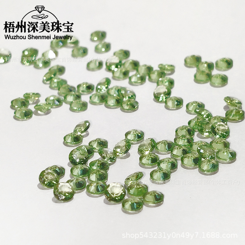 Round Apple Green Nano Loose Stone Artificial Spinel Foreign Trade Jewelry Factory Accessories Material