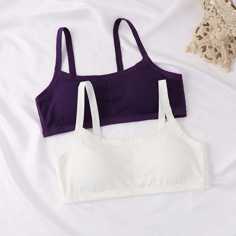 In-Stock Student Cotton Underwear Without Underwire, Back Pleated, Thin, Anti-Exposure, Sexy, Beautiful Back, Young Girl Underwear, Outerwear