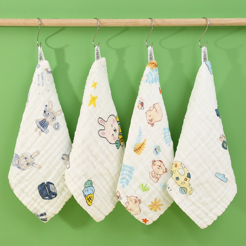 Baby's Gauze Towel Face Wash Cotton Baby's Slippery Towel Super Soft Children's Bath Newborn Small Square Towel Burp Towel