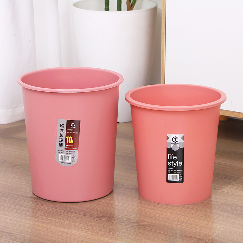 Household Plastic Trash Can, Can Be Printed with Logo, Kitchen and Living Room Waste Bin, Large Durable Bedroom Trash Can
