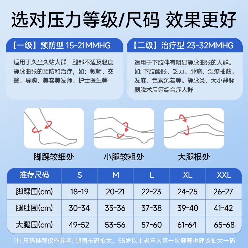 Aixiang Medical Varicose Vein Socks Pressure Socks First and Second Level Elastic Compression Socks Medical Socks Hospital Same Style