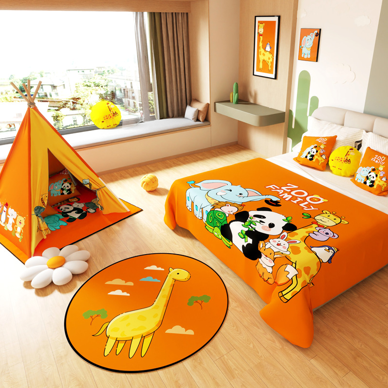 Theme Hotel Children's Parent-Child Room Layout Homestay Hotel Apartment Cartoon Animation Tent Bed Tail Bed Flag Bed Cover