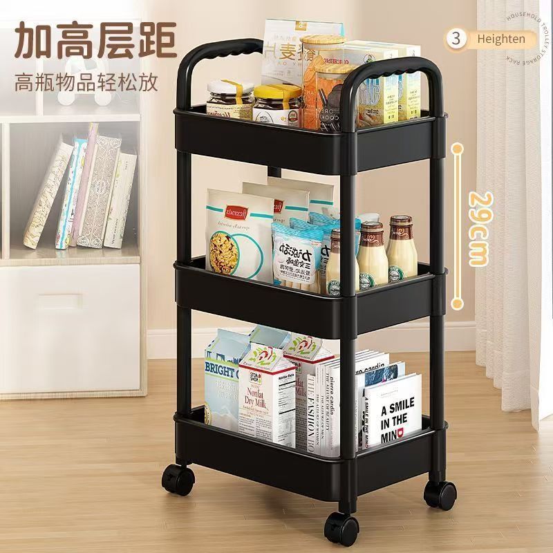 Kitchen Multi-functional Storage Rack Mobile Trolley Floor Multi-layer Storage Rack Bookshelf Snack Fruit and Vegetable Storage Rack