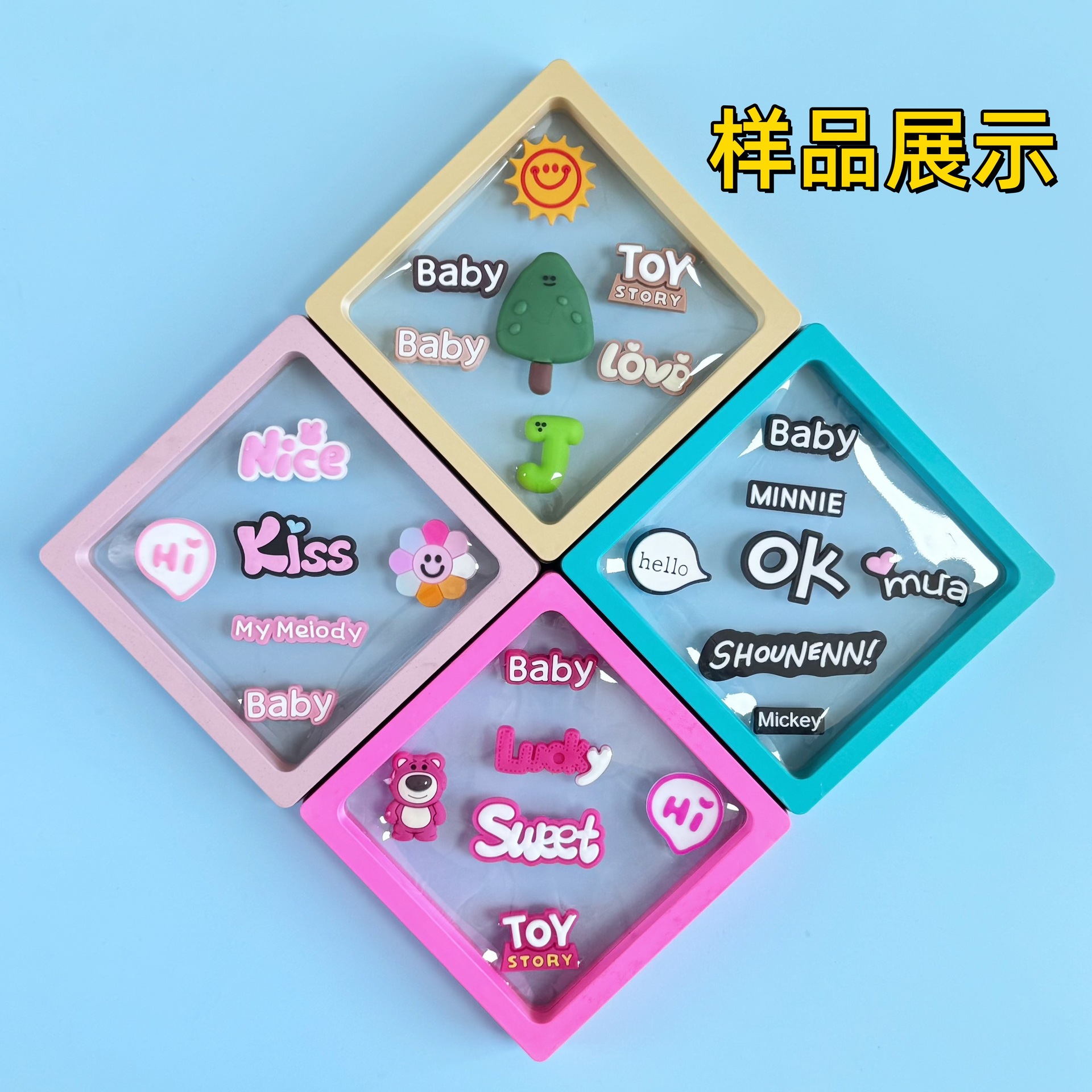 pvc soft glue english cartoon cute refrigerator air conditioner decorative patch diy home patch mobile phone case bag patch