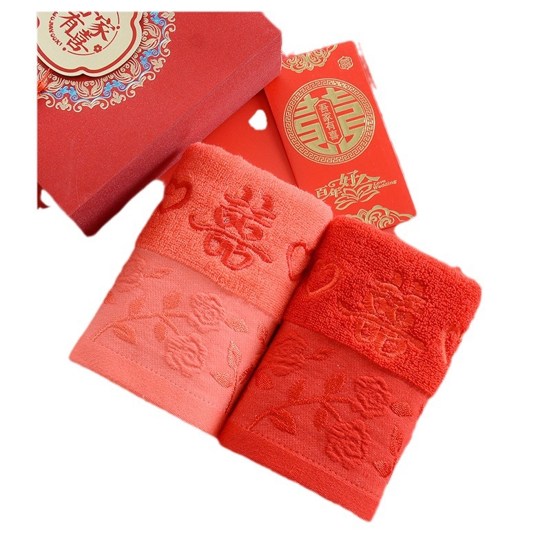Wedding towel direct rose embroidered towel red towel pink towel wedding gift hand gift towel