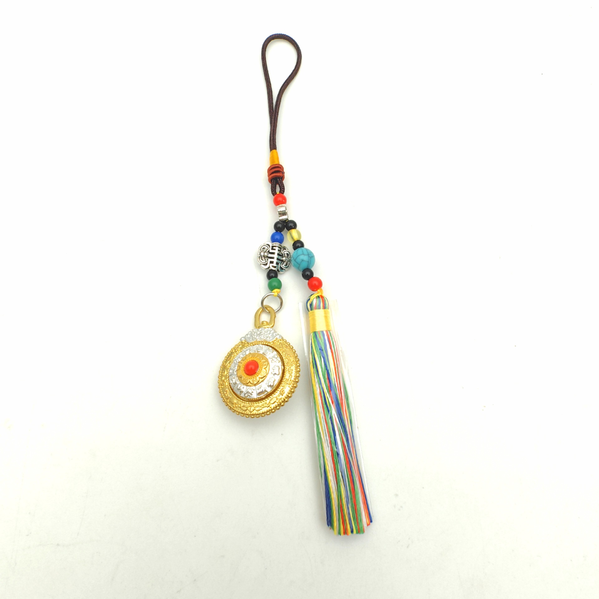 Xizang-Style Nine-Square Bagua Twelve Zodiac Double-Sided Rotatable Ethnic Style Ancient Burnt Blue Pendant Bag Hanging Accessory