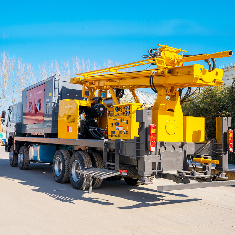 Automobile drilling rig deep water well pneumatic drilling machine 300 meters vehicle-mounted gas drill large wheel-mounted drilling machine