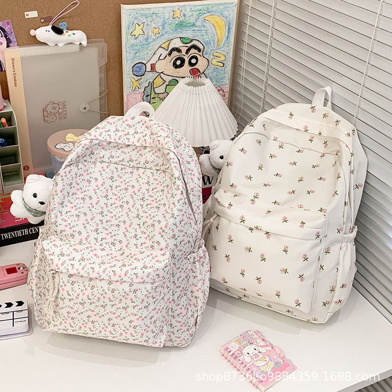 Cross-border Small Floral Backpack Women's Ins Style Junior High School Schoolbag Small Fresh and Gentle Style Leisure Travel Backpack