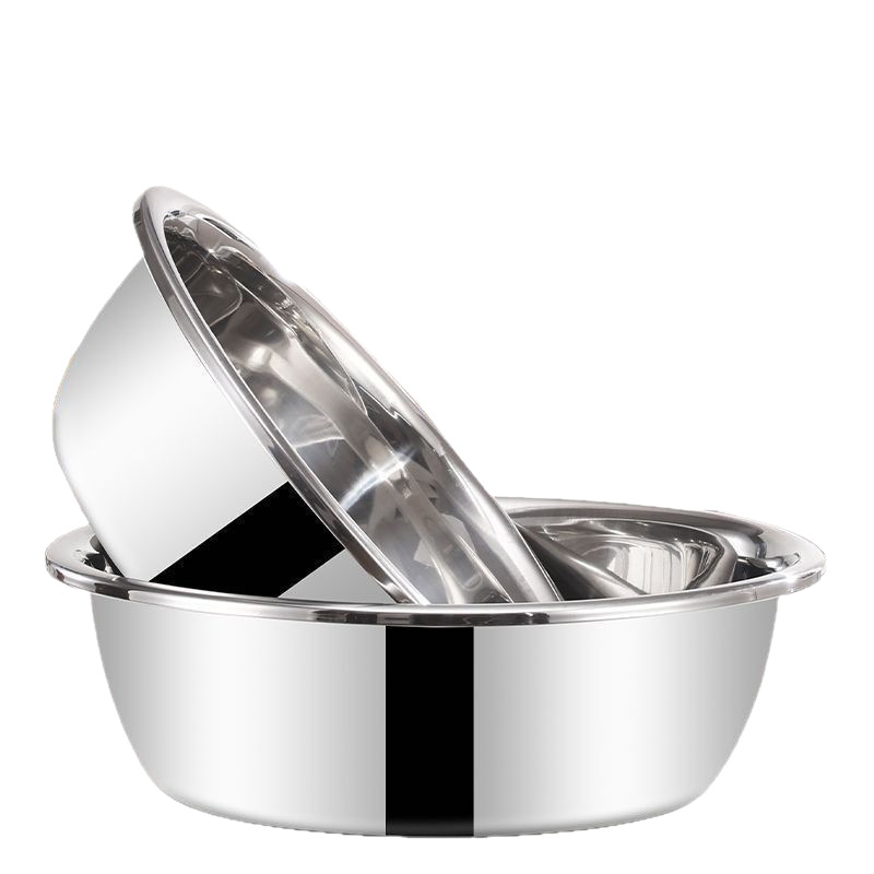 304 Stainless Steel Basin, Food-Grade, Thickened, for Kitchen Use, Vegetable Washing Basin, Dough Mixing Basin, Face Washing Basin, Commercial Extra-Large Laundry Basin