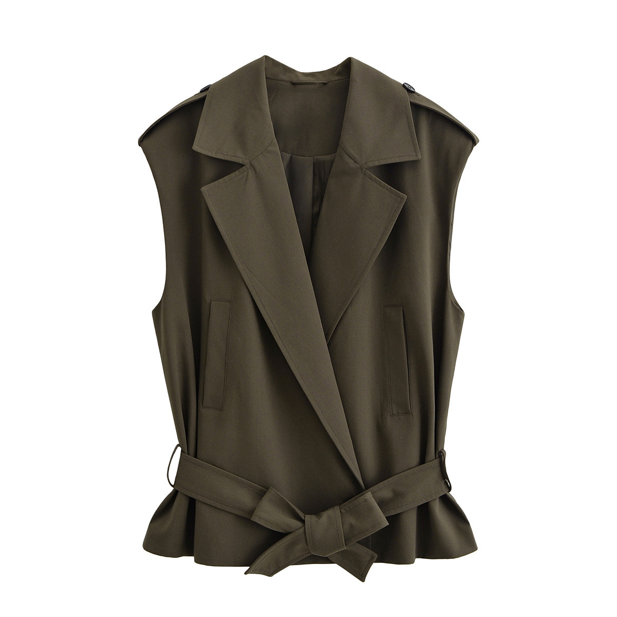 Nssf Homemade European and American Style Export New Women's Style Suit Collar Sleeveless Belt Vest Jacket 4749896