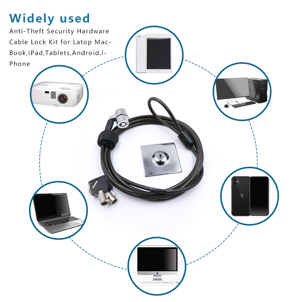 3 * 7mm 2m thick computer lock wire rope anti-theft safety portable laptop lock