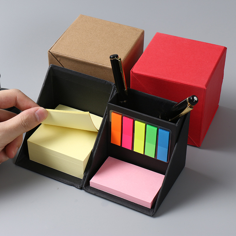 Office Tearable N Times Note Pad 5 Color Strips Message Paper Brick Rotating Creative Foldableing Storage Note Box