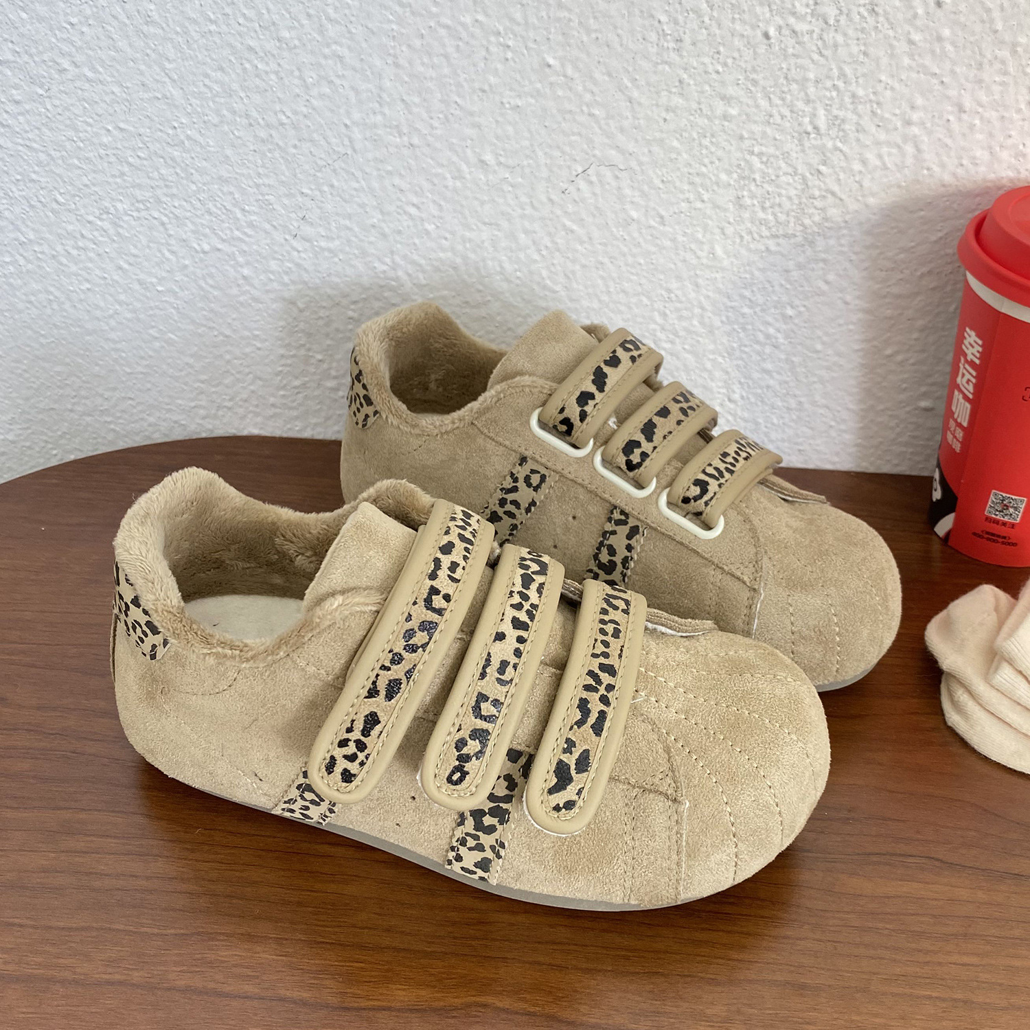 Velcro Women's 2025 Winter High-Looking Sneakers Fleece-Lined Warm Student Sports Shoes N2266M/N2266C