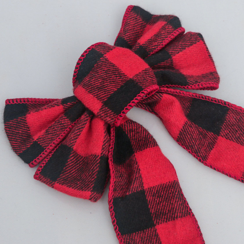 В наличии рождественская льняная бант имитация льна черно-белая клетка большой бант полиэстер рождественский бант