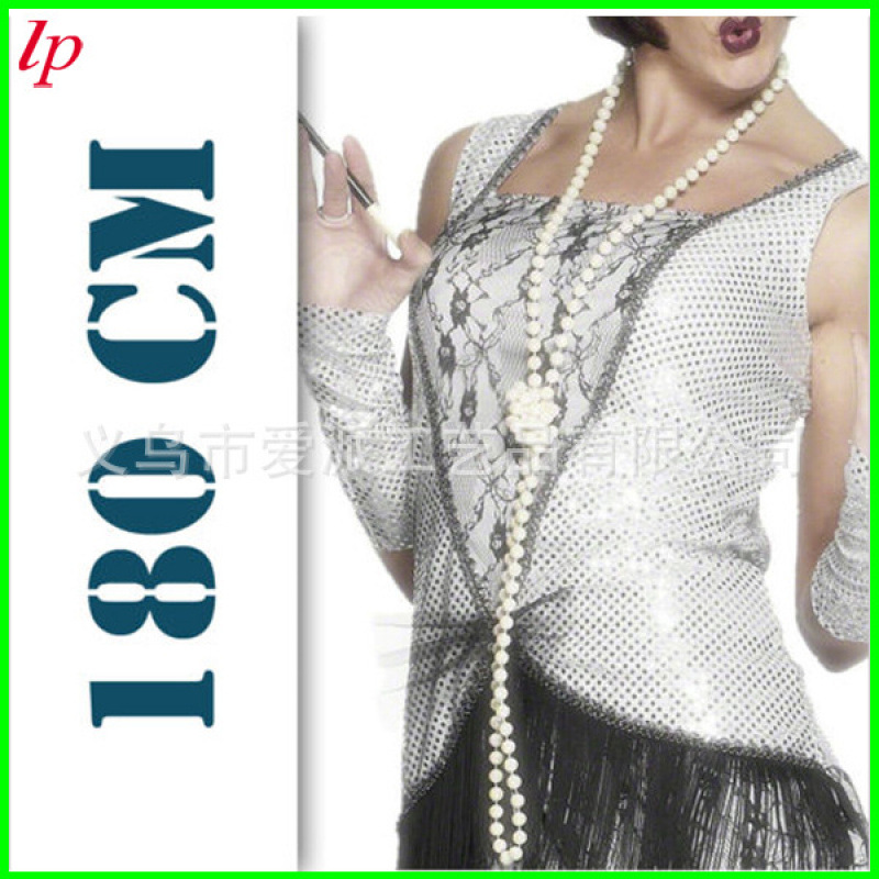 1920S Flapper Girl Bachelorette Party Necklace 180cm Pearl Necklace Bachelorette Party Necklace