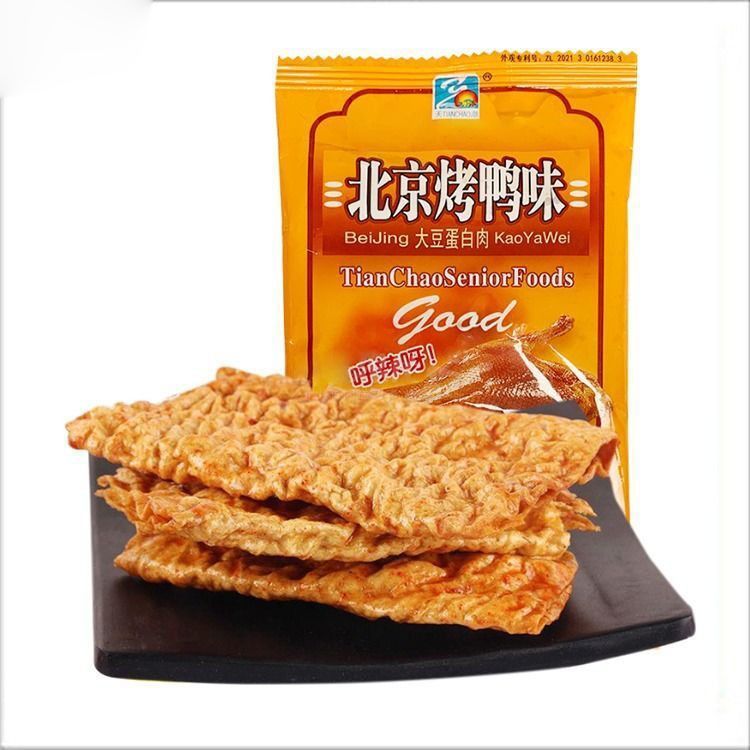 Острые полоски с вкусом утки по-пекински Tianchao, закуска из соевых продуктов, вегетарианская закуска 16Г/упаковка, вегетарианское мясо