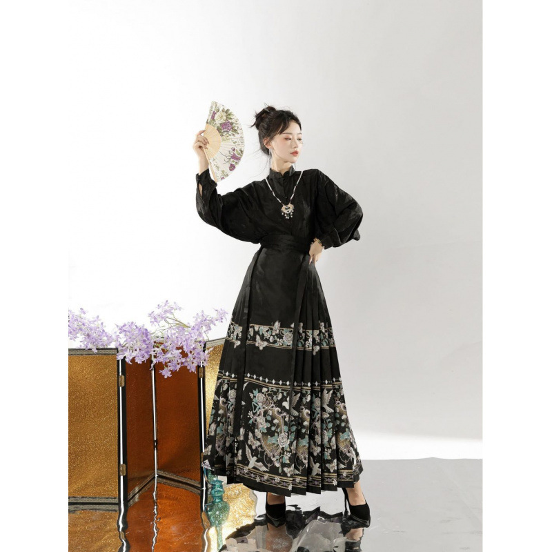 【Sutra of the Bodhisattva】Ma Mian Skirt with Brocade Embroidery, Elegant and Slimming, New Chinese Style for Daily Commuting Women