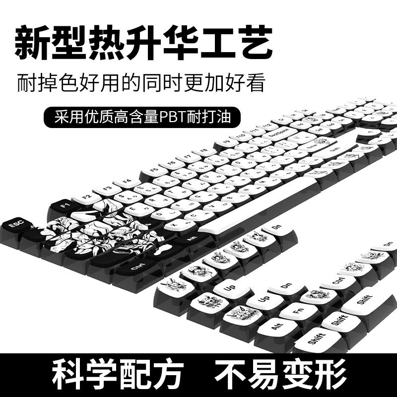 Russian Cross-Border Popular Prajna Theme Keycap Mechanical Keyboard Sa Height Four-Sided Transparent Pbt Sublimation Process