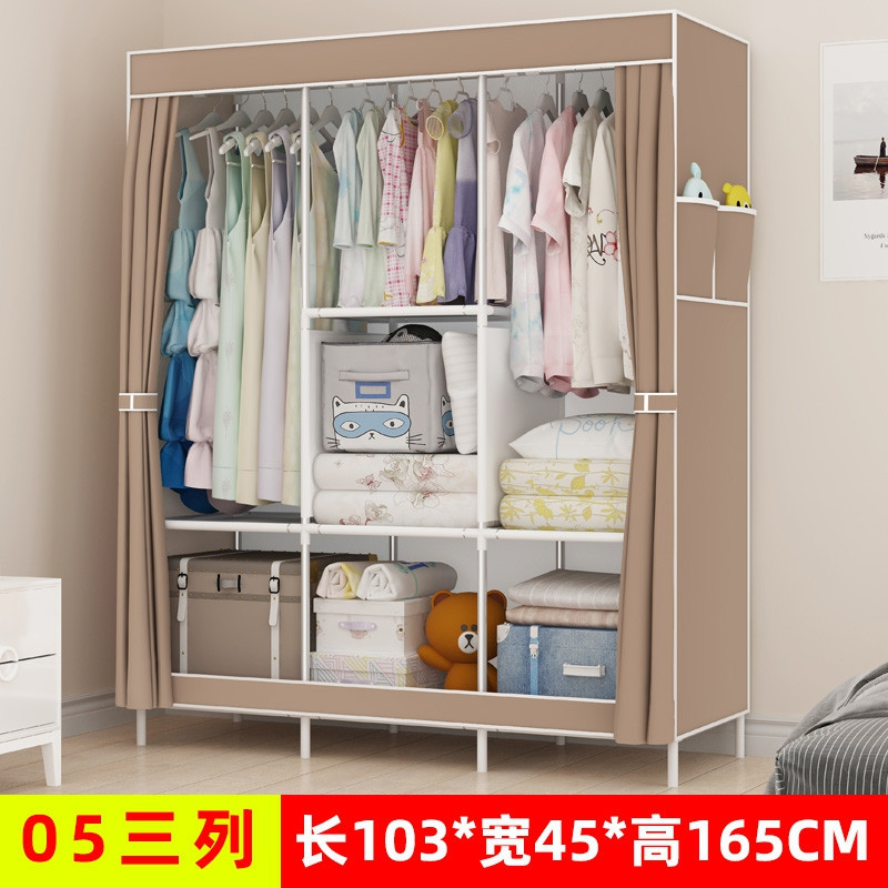 Simple Fabric Wardrobe Rental Home Bedroom Cabinet Assembly Cloth Wardrobe Modern Simple Storage Hanging Wardrobe Rack
