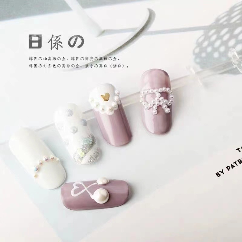 Semi-Circular Pearl Off-White Pure White Japanese Style Manicure Jewelry Decorative Small Accessories Flats Bottom Patch Size Mixed Without Color
