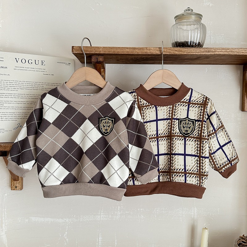 New Children's Milk Silk Sweater Autumn and Winter fleece-lined Warm Knitted Sweater for Boys and Girls Baby's Round Neck Pullover Base
