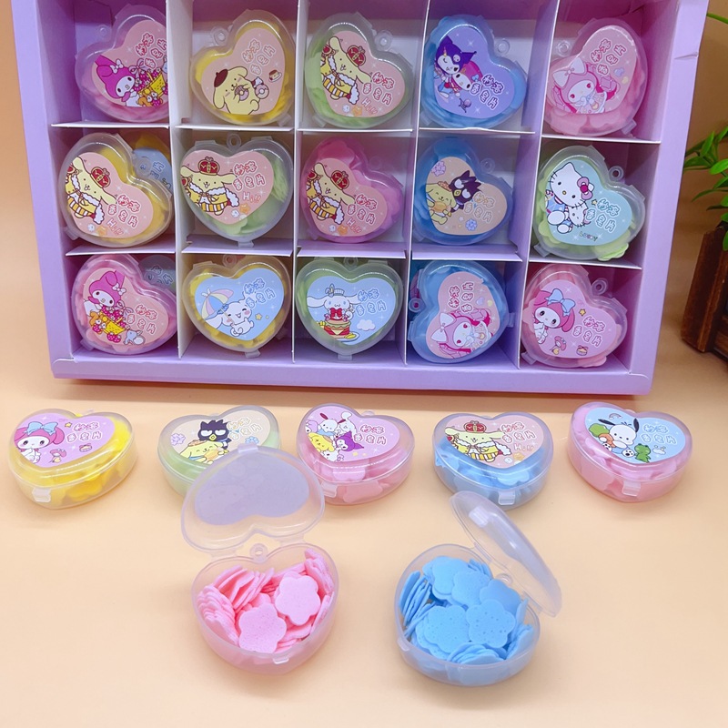 Cute Girly Heart Instant Soap Tablets Cartoon Heart-shaped Hand Washing Tablets Portable Boxed Soap Paper Cleaning Tablets Batch