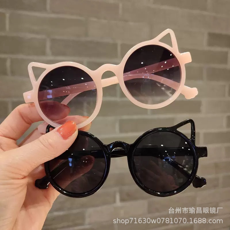 2025 New Children's Glasses Cute Cat Ears Hollow Sunglasses Anti-Uv Sunglasses Boys and Girls Wholesale