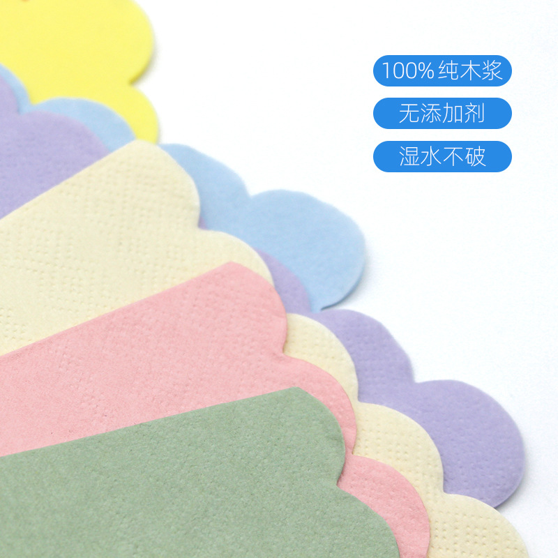 Dyed Napkins Party Napkins Cocktail Fan-Shaped Lace Chinese and Western Restaurant Custom Hot Stamping Logo Cross-Border Export